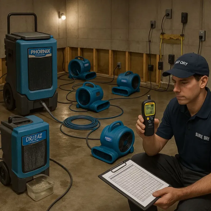 Structural Drying and Dehumidification process in Walsh County, ND